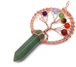 R. M. ékszer Életfa rose drót csúcs aventurin medál 5x9cm (021922)