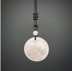 R. M. ékszer Kör trefoil rózsakvarc medál zsinóron 3, 5cm (021935)