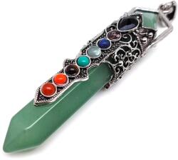 R. M. ékszer Csúcs fém korona csakra aventurin medál 2x8cm (022033)