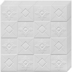Teno Set 30x Tapet 3D Teno®, suprafata acoperire 14.7 mp, autoadeziv, Model Patrate si Romburi, 70x77 cm, alb