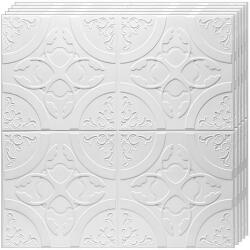 Teno Set 20x Tapet 3D Teno®, suprafata acoperire 9.8 mp, autoadeziv, Model Floral Cerc, 70x77 cm, alb