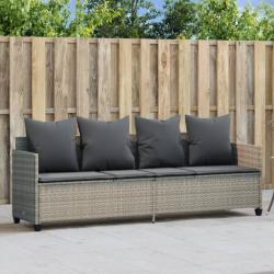 vidaXL Polyrattan napozóágy párnával világosszürke (368349)