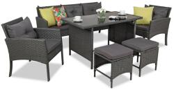 Garden Point Technorattan garnitúra puffokkal Bari Garden Point antracit (GAP121)