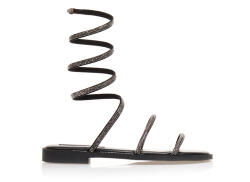 Tsoukalas Sandale negre din imitație de piele cu barete multiple cu strasuri - tsoukalas-shoes - 138,83 RON