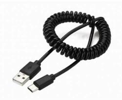 Gembird Cablu de Date / Incarcare Gembird pentru Smartphone USB 2.0 (T) la USB 2.0 Type-C (T) 1.8M Spiralat Negru (CC-USB2C-AMCM-6)