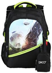DACO Ghiozdan scoala DACO GH3500, Motiv Soccer, Negru/Verde (GH3500)