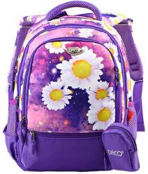 DACO Ghiozdan scoala DACO GH3009, 38 cm, Motiv Flowers, Mov/Roz (GH3009)
