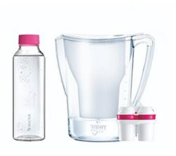 BWT Aqualizer Home vízszűrő kancsó 2.7L, Fehér + 1 db MMW szűrőbetét + 1 db bWater üvegkulacs, 750 ml