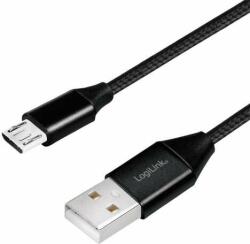 LogiLink Cablu Logilink USB 2.0 USB-A/M - Micro-USB/M (90 ), material textil, metal, 0, 3 m (CU0143)