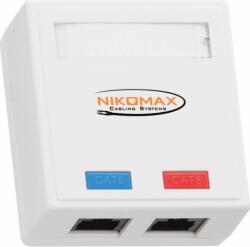 Nikomax NMC-WO2UE2-WT CAT6 2x RJ45 Falon kívüli szerelődoboz (NMC-WO2UE2-WT)