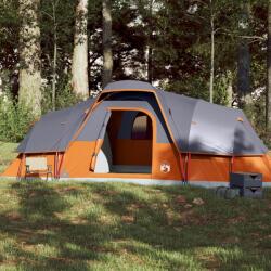 vidaXL 11 személyes szürke/narancssárga vízálló kupolás családi sátor (94568) - vidaxl