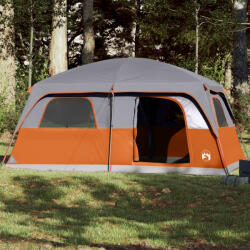 vidaXL 10 személyes szürke és narancssárga vízálló családi sátor (94535)
