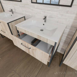 TMP cabinets IRON 75 lábon álló fürdőszobabútor 75 cm Sanovit Atria 9075 porcelán mosdókagylóval (00400894) - watermarkt