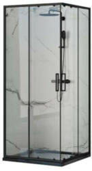 Vela Banyo NERO MATT FEKETE zuhanykabin SZÖGLETES - víztiszta 5 mm biztonsági üveggel - 90 x 90 cm (84BKK151) - watermarkt