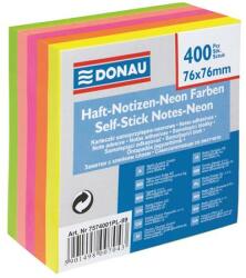 DONAU Öntapadó jegyzettömb, 76x76mm, 400lap, DONAU, vegyes neon színek (D7574) - irodaoutlet