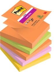 3M Öntapadó jegyzettömb, "Z", 76x76 mm, 5x90 lap, 3M POSTIT "Super Sticky Boots", vegyes színek (LPR3305SSBO) - irodaoutlet