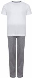 Towel City Hosszú pamut gyerek pizsama szettben - Fehér / szürke melírozott | 5-6 éves (TC059-1000290598)