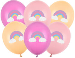 Partydeco Mintás lufi 11" 28cm Szivárvány, 6db (LUFI298724)