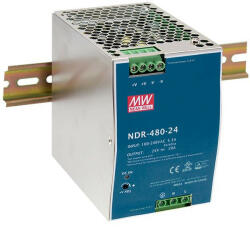MEAN WELL NDR-480-24, DIN sínre szerelhető tápegység, 480W / 24V