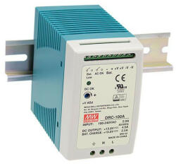 MEAN WELL DRC-100B, DIN sínes tápegység UPS funkcióval (24V akkumulátorhoz)