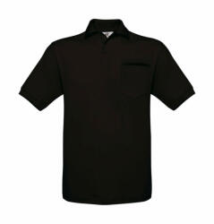 B and C Uniszex rövid ujjú galléros póló B and C Safran Pocket Polo L, Fekete