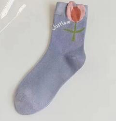 Elsilpes Kft Női tulipán virágos világos kék zokni