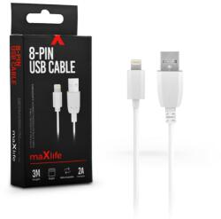 MaxLife USB - Lightning adat- és töltőkábel 3 m-es vezetékkel - Maxlife 8-PIN USB Cable - 5V/2A - fehér - multimediabolt