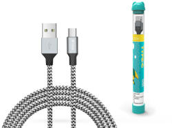 DEVIA USB - USB Type-C töltő- és adatkábel 1 m-es vezetékkel - Devia Tube for Type-C USB 2.4A - ezüst/fekete - multimediabolt