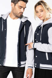 Kariban Uniszex pulóver Kariban KA4003 Teddy Jacket With Hood -XL, Navy/Oxford Grey/White