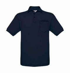 B and C Uniszex rövid ujjú galléros póló B and C Safran Pocket Polo L, Sötétkék (navy)