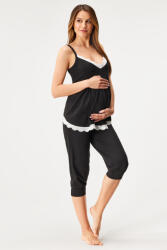 Kinderly Pijama sarcină din bumbac Harriet scurtă negru XL