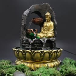 AW Szobai Csobogó 230 V - Arany Meditáló Buddha, 30 cm (WaterF-01)