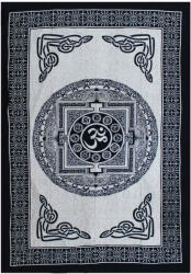 Ancient Wisdom Indiai Pamut ágytakaró - falidísz - Mono - Om Mandala - 130x200 cm (CBWH-32)