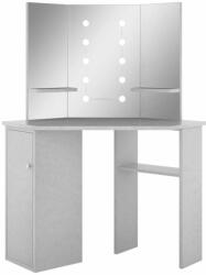  Vidaxl betonszürke sarok-fésülködőasztal LED-del 111x54x141, 5 cm 326535