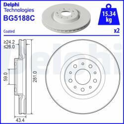 DELPHI Disc frana DELPHI BG5188C (BG5188C) - automobilus