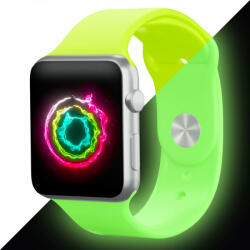 SmartWatcherz Sötétben Világító Apple Watch Szilikon Szíj Zöld, M/L, 42, 44, 45, 49mm (89690-89717)
