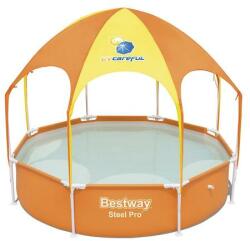 Bestway Piscina cu cadru metalic pentru copii BESTWAY Play Pool Splash 56432, 244 x 51 cm, 1688 L + Baldachin anti-UV (Galben/Portocaliu) (LT10611) Piscina