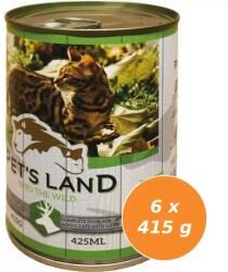 Pet's Land Pet s Land Cat Konzerv Vadashús répával 6x415g