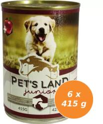 Pet's Land Pet s Land Dog Junior Konzerv MarhamájBárányhús almával 6x415g