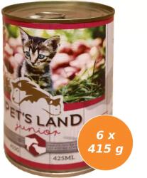 Pet's Land Pet s Land Cat Junior Konzerv MarhamájBárányhús almával 6x415g