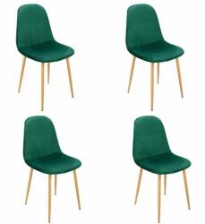 Jumi Set 4 scaune bucatarie/living, Jumi, Vigo, catifea, metal, verde si natur, 44x52x85 cm (SD-276123S)