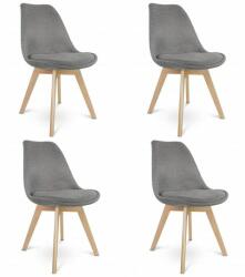 Jumi Set 4 scaune bucatarie/living, stofa, lemn, gri, 49x55x82 cm (CM-919211S)