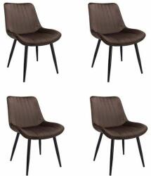 Jumi Set 4 scaune bucatarie/living, catifea, metal, maro, 54x61x83 cm, Viva (CM-961074S)
