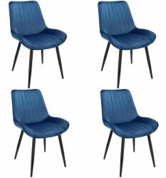 Jumi Set 4 scaune bucatarie/living, catifea, metal, albastru, 54x61x83 cm, Viva (CM-961043S)