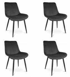 Jumi Set 4 scaune bucatarie/living, catifea, metal, negru, 54x61x83 cm, Viva (CM-910423S)