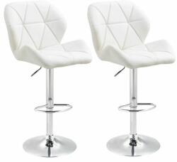 ART Set 2 scaune de bucatarie/bar, Avery, rotative, piele, alb si argintiu, 51.5x57.5x93-114.5 cm (AR118610)