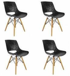 Jumi Set 4 scaune stil scandinav, PP, lemn, max 100 kg, negru, 45x55x78 cm, Lars (CM-910751S)