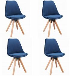 Jumi Set 4 scaune bucatarie/living, Jumi, saida, catifea, lemn, albastru si natur, 49x52x83 cm (SD-324206S)