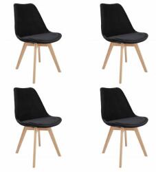 Jumi Set 4 scaune bucatarie/living, lemn, catifea, negru, 49x60x82 cm, Bari (CM-946149S)