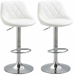ART Set 2 scaune de bucatarie/bar, Marion, rotative, piele PU, alb si argintiu, 51.5x48x83-104 cm (AR117798)